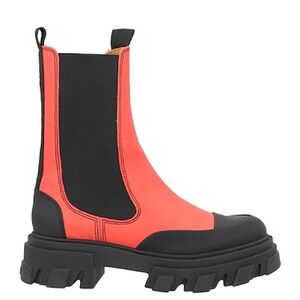 Black and Coral Chunky Chelsea Boots